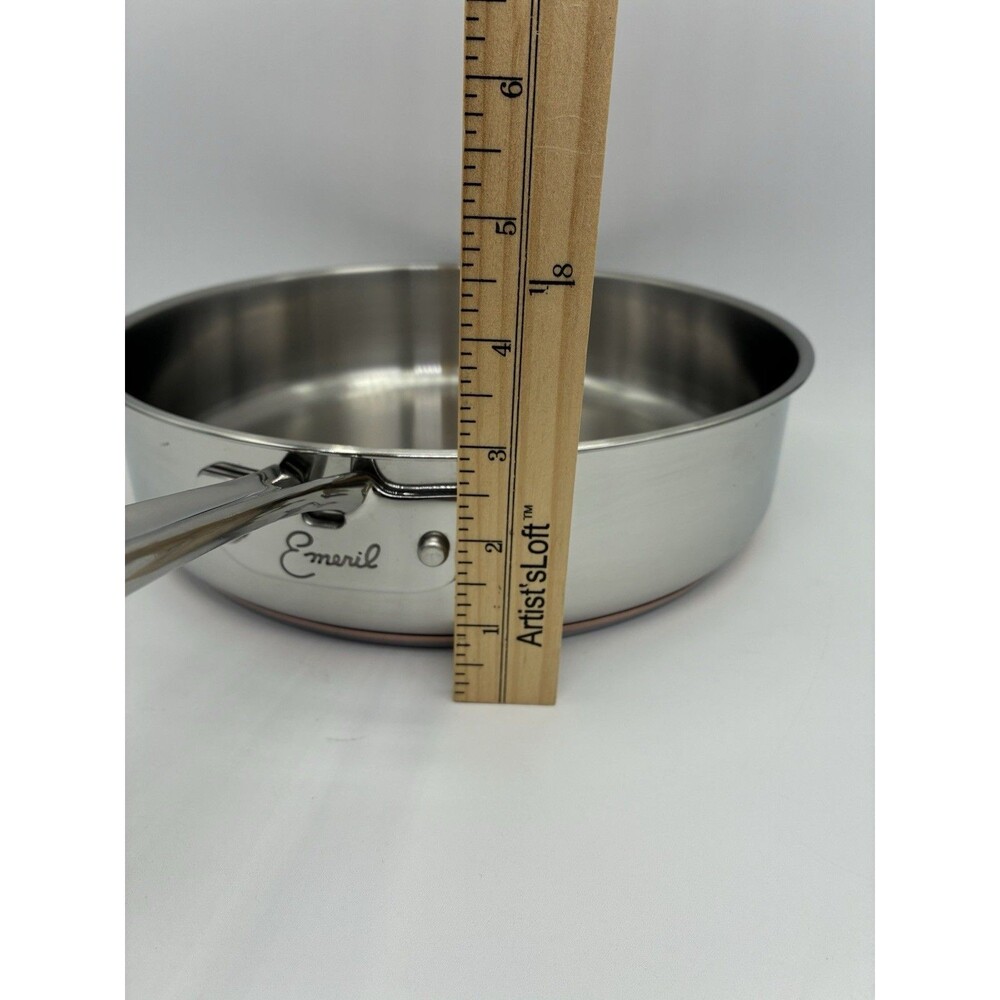 Emeril by ALL CLAD 3 Qt Sauce Pan 10" Saute Stainless Skillet W/ LID Copper Core - Picture 11 of 16